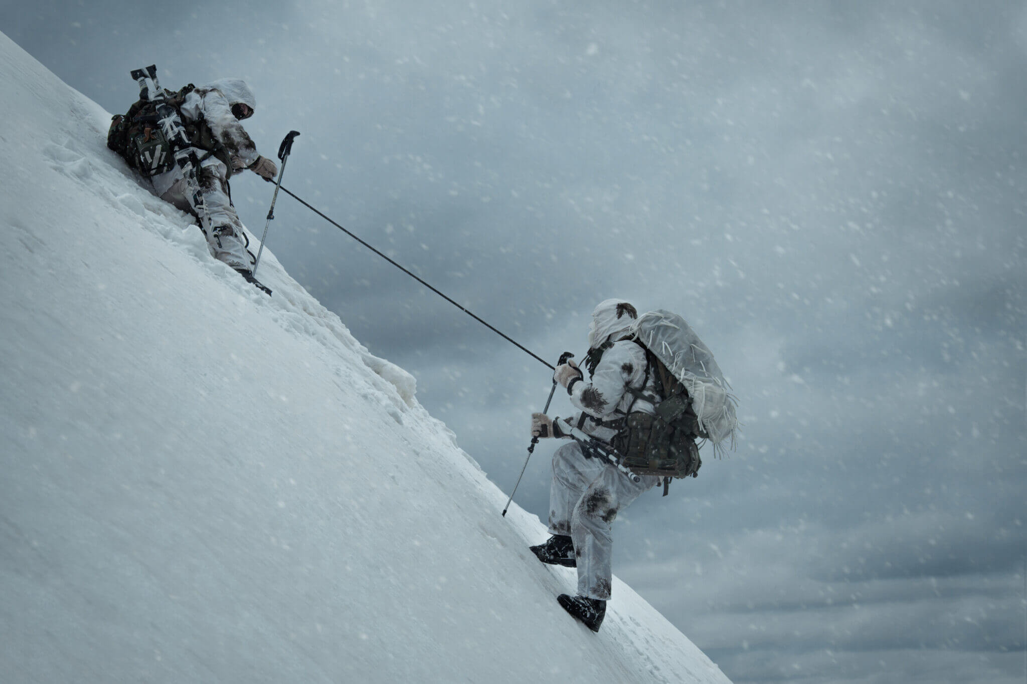 Special forces team in mountain terrain